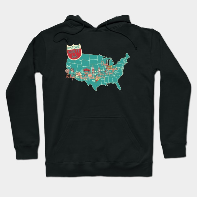 Route 66 map Hoodie by jenblove